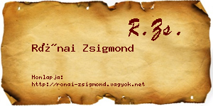 Rónai Zsigmond névjegykártya